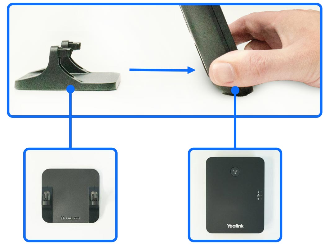 Yealink W73P VoIP Phone - attaching base station to its stand