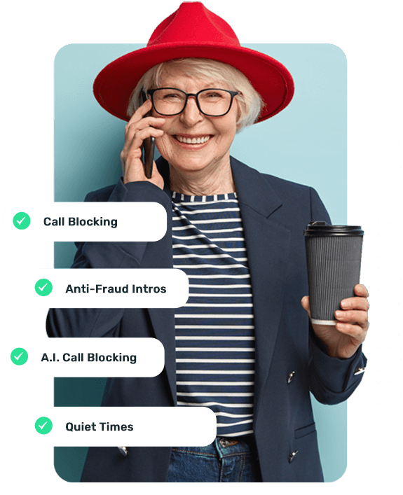 Phonely digital voice service with built-in scam protection features